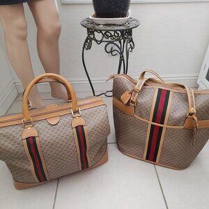 Vintage Gucci GG Luggage Set with Stripes